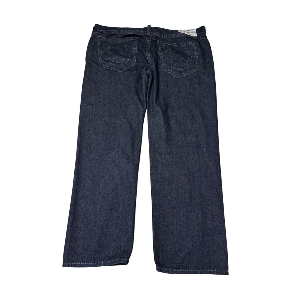True Religion Devin Big T Loose Straight Jeans Mens 42X31 Dark Wash No Flap Blue